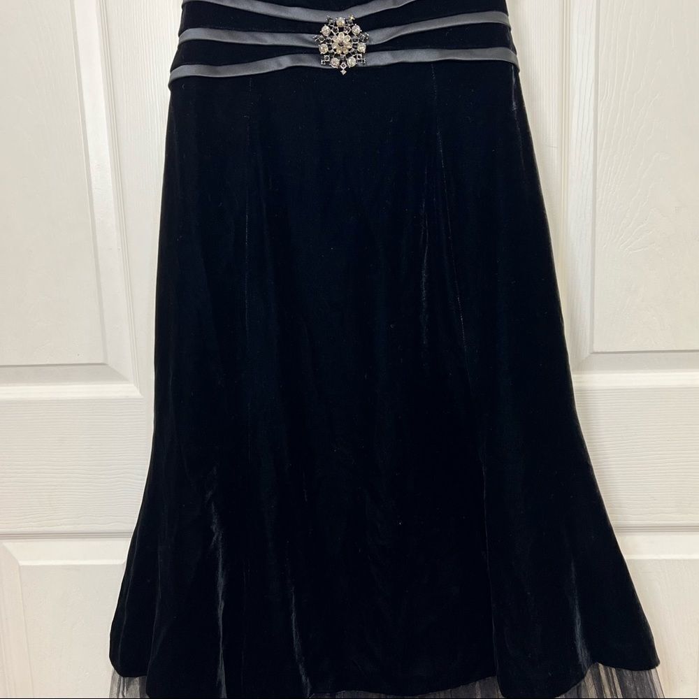 Talbots Black Velvet Tulle Strapless Dress Size 6 - Picture 5 of 14